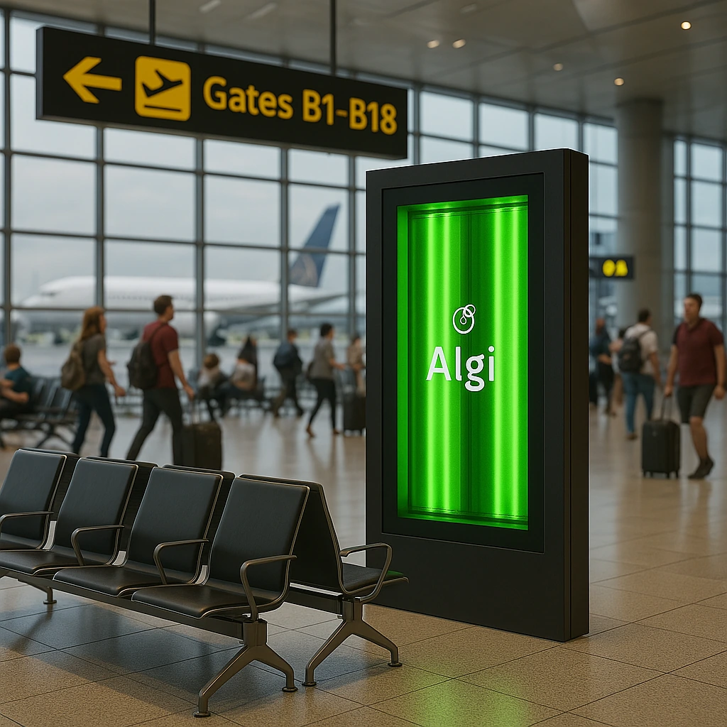 An Algi installation in an airport terminal