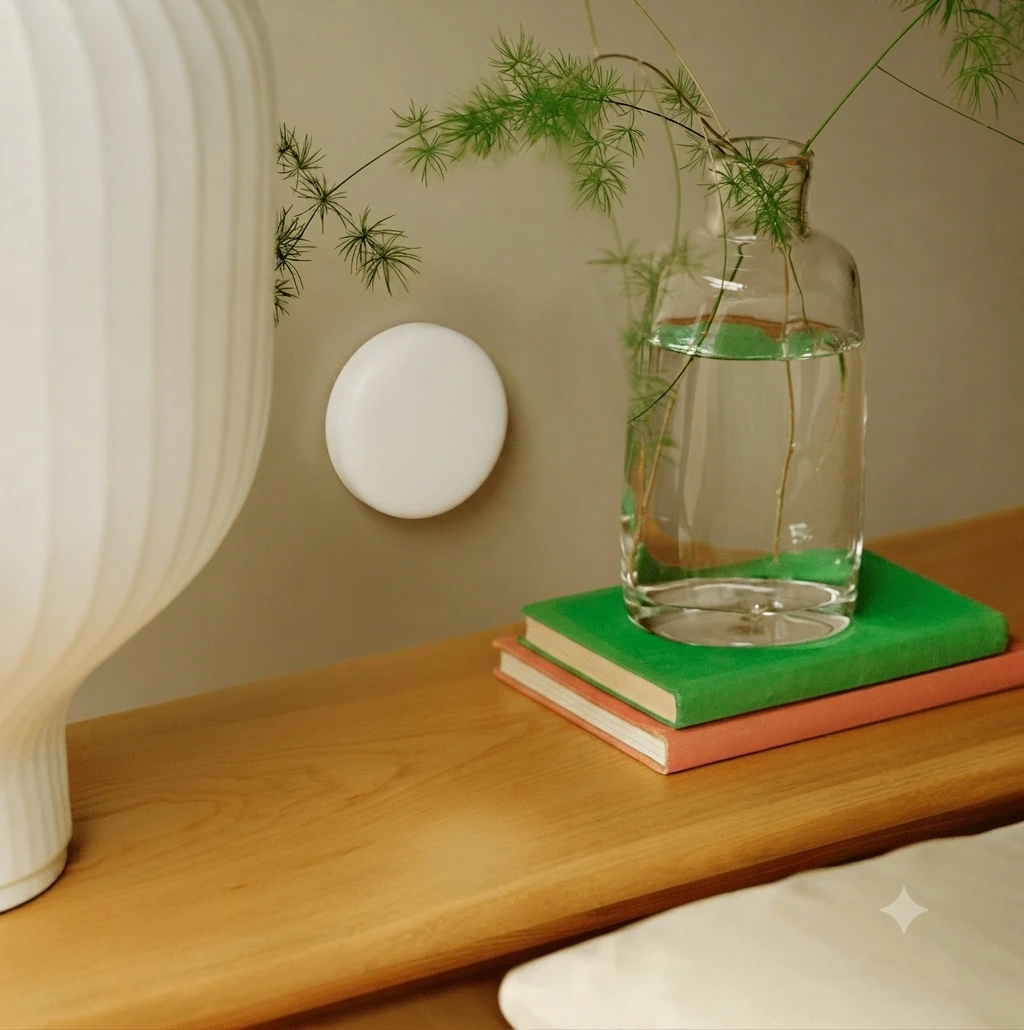 An Algi Sense room sensor mounted on a wall