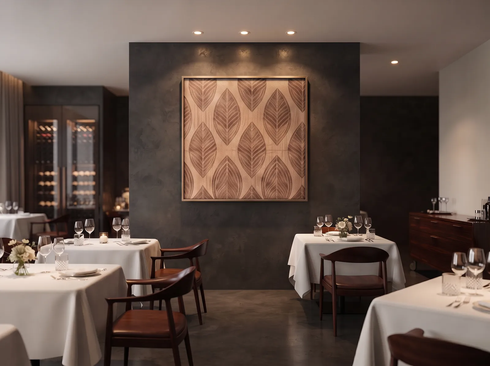 An Algi Bio Wall panel in a restaurant dining space