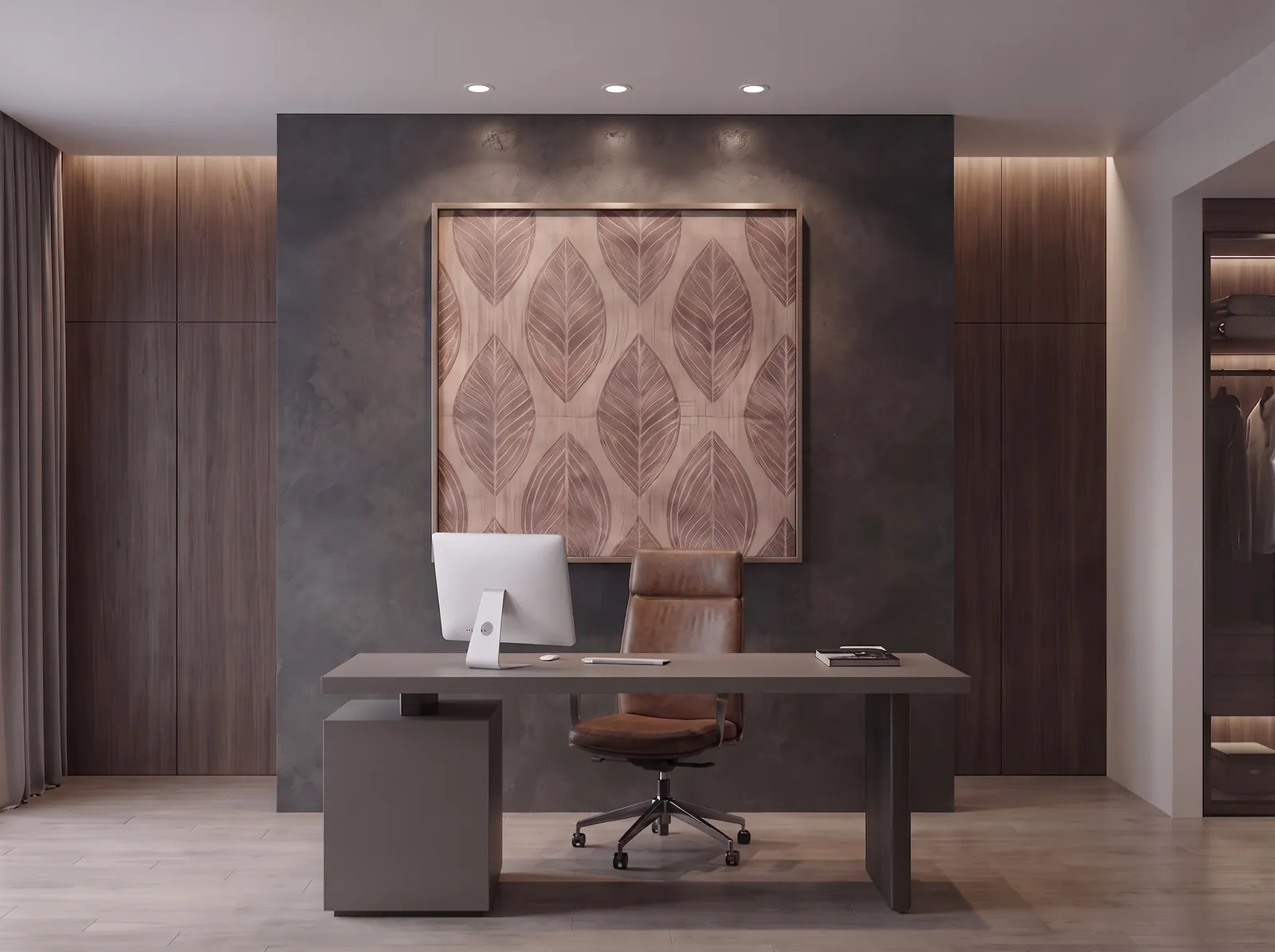 An ALGI Bio Wall panel mounted in a bright open-plan office with people working at timber tables